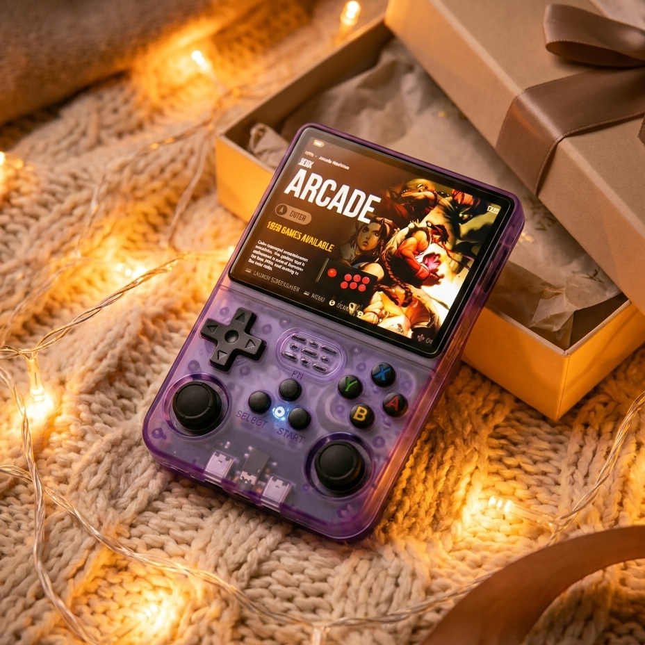 PixelHandheld Retro-Konsole lila als Geschenk